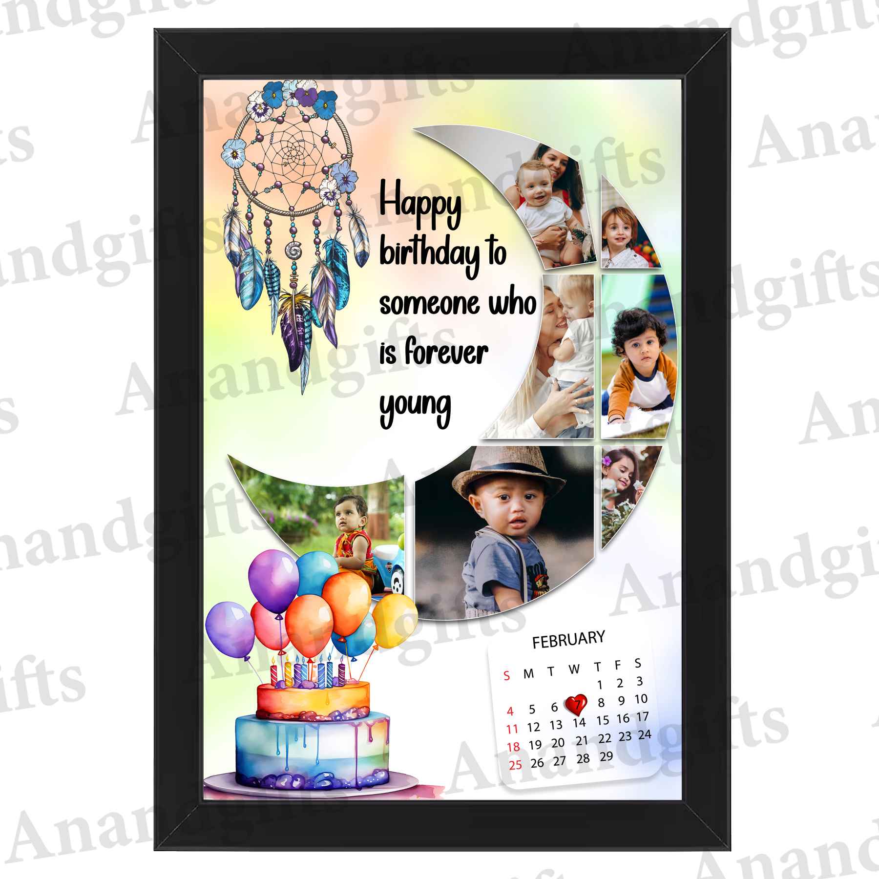 Personalized 7-Photo Moon-Shaped Birthday Frame – Capture Memories in Style Personalized 7-Photo Moon-Shaped Birthday Frame – Capture Memories in Style