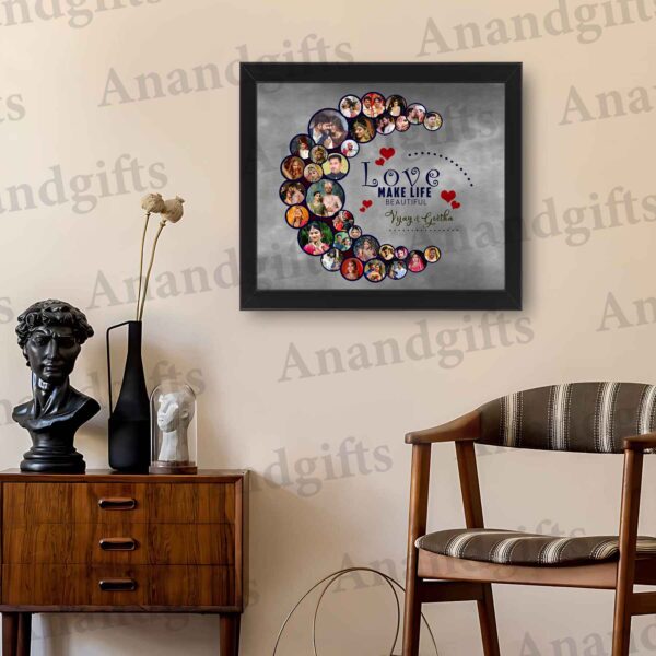 Moonlit Memories – Moon-Shaped Collage Frame for Weddings, Engagements & Anniversaries