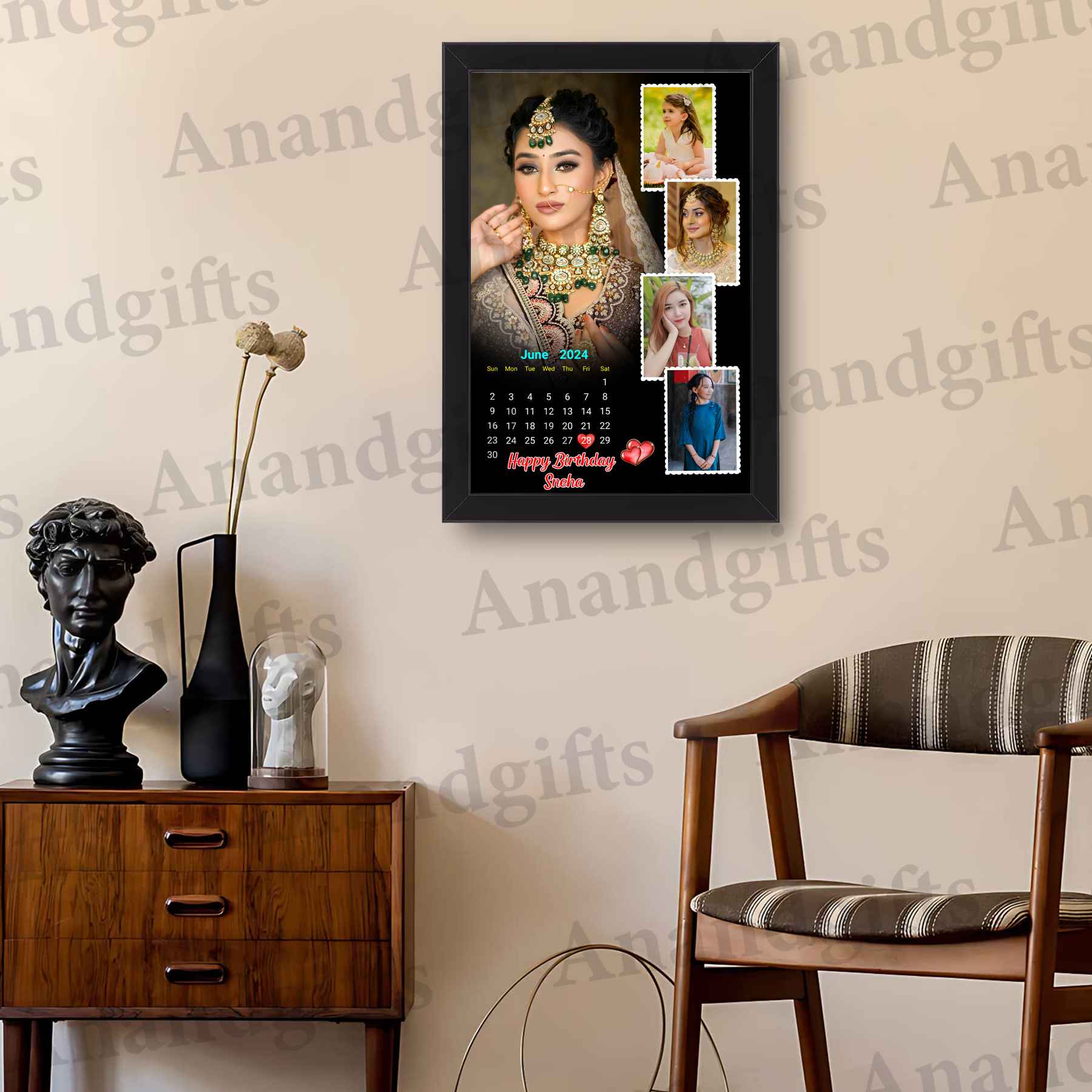 Memories in Time – 5-Photo Calendar Frame for Weddings, Anniversaries, Birthdays & More