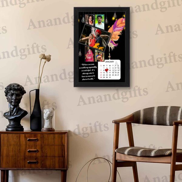 Cherished Moments – 5-Photo Calendar Frame with Quote for for Weddings, Anniversaries, Birthday & Valentine’s Day
