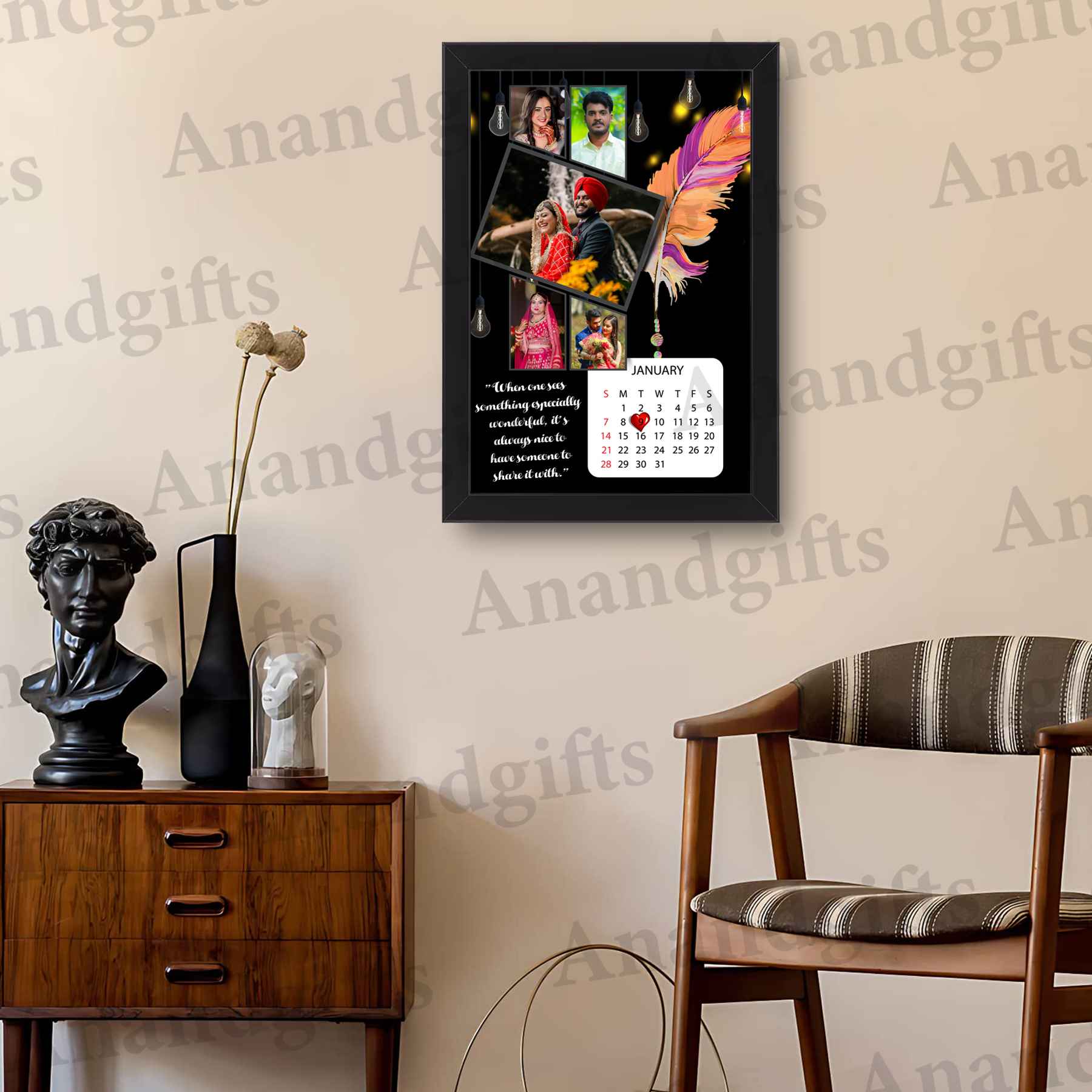 Cherished Moments – 5-Photo Calendar Frame with Quote for for Weddings, Anniversaries, Birthday & Valentine’s Day Cherished Moments – 5-Photo Calendar Frame with Quote for for Weddings, Anniversaries, Birthday & Valentine’s Day