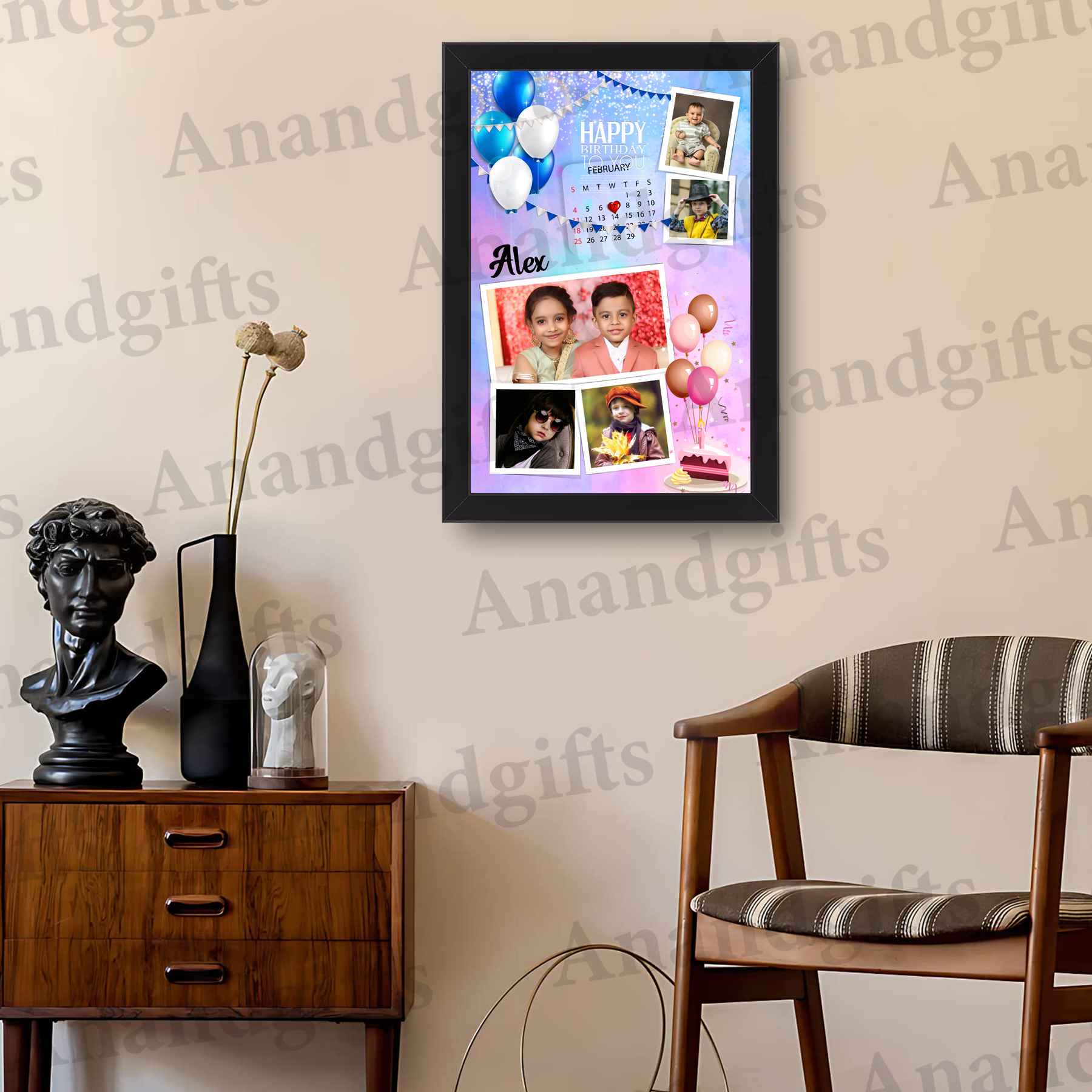 Birthday Treasures – 5-Photo Personalized Frame with Date Birthday Treasures – 5-Photo Personalized Frame with Date