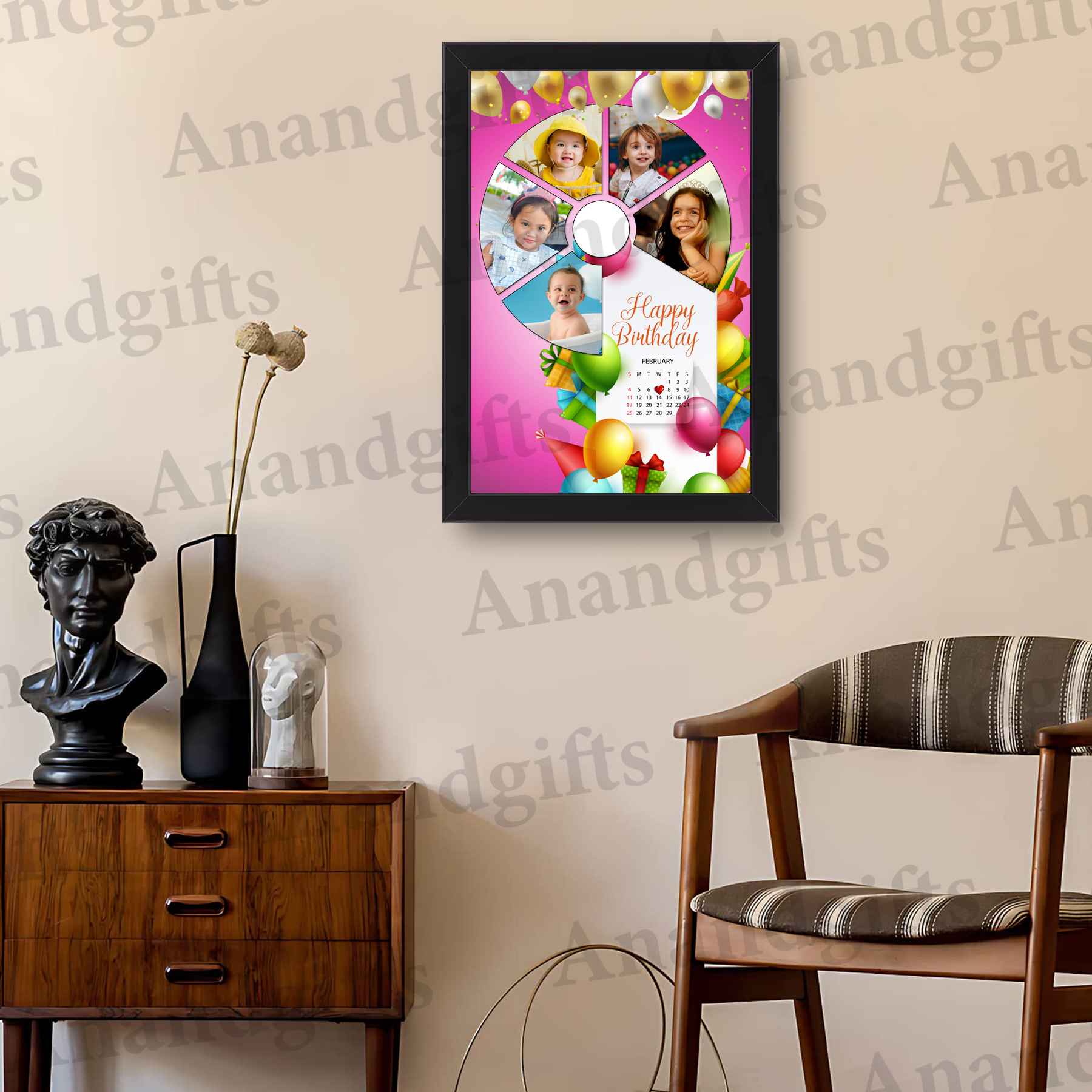 Birthday Joy – 5-Photo Personalized Collage Frame