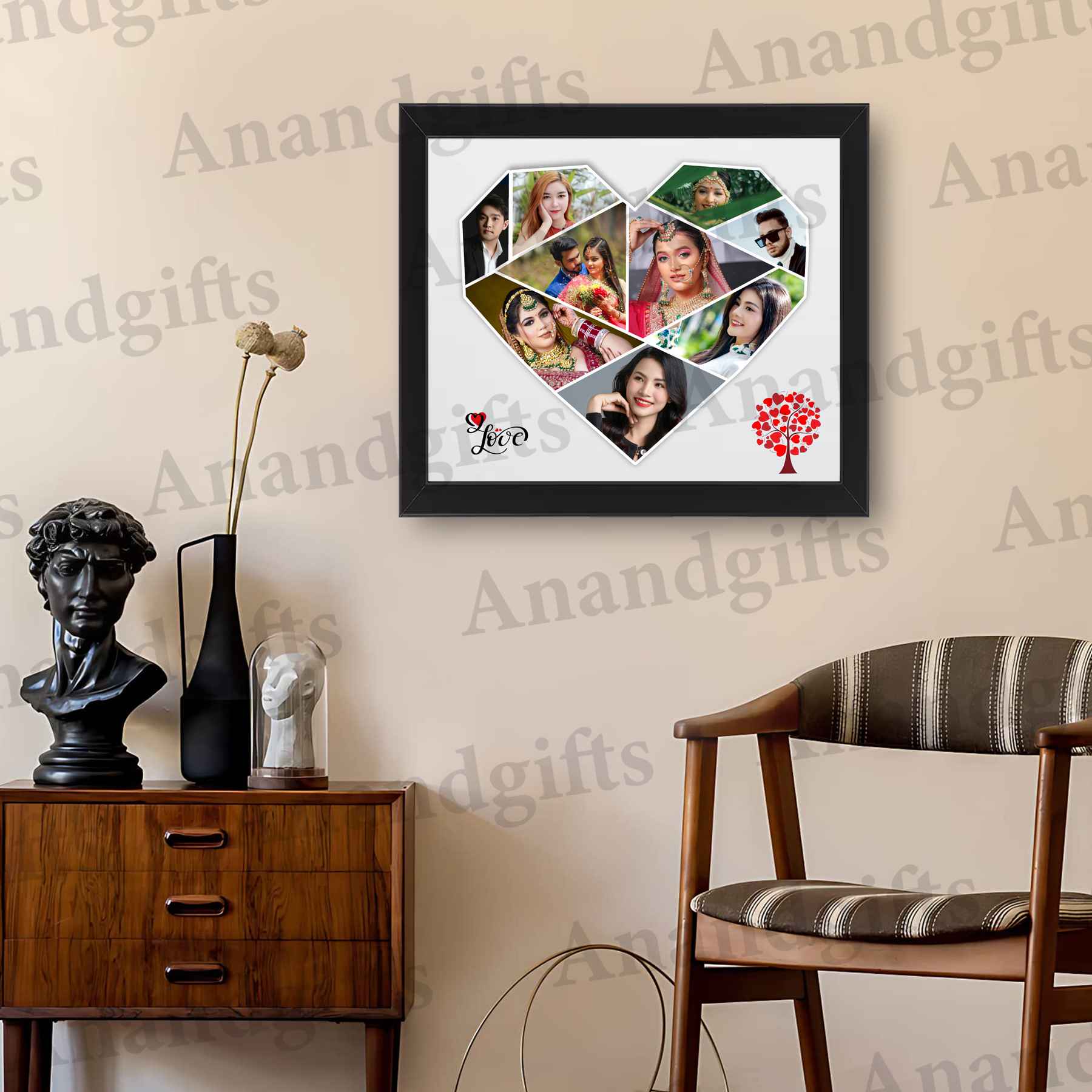 Cherished Hearts – 9-Photo Heart Frame for Wedding & Love Celebrations