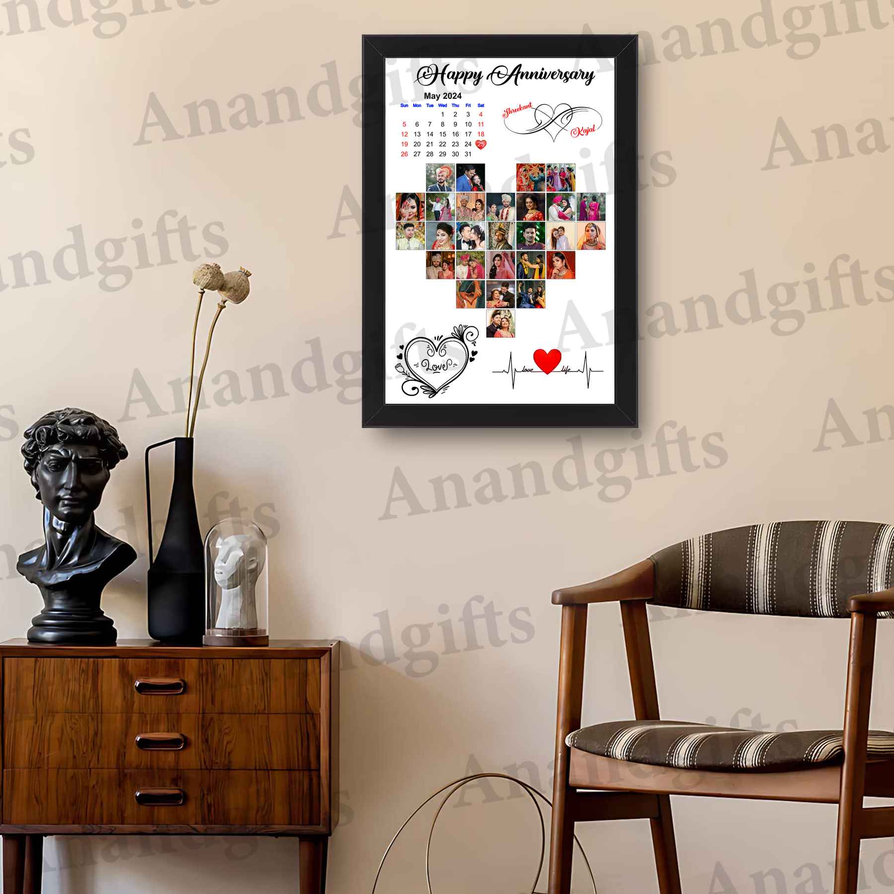 A Heart Full of Memories – 27 Photo Heart Collage Frame for Romantic Celebrations, Anniversary, Wedding and Engagement.