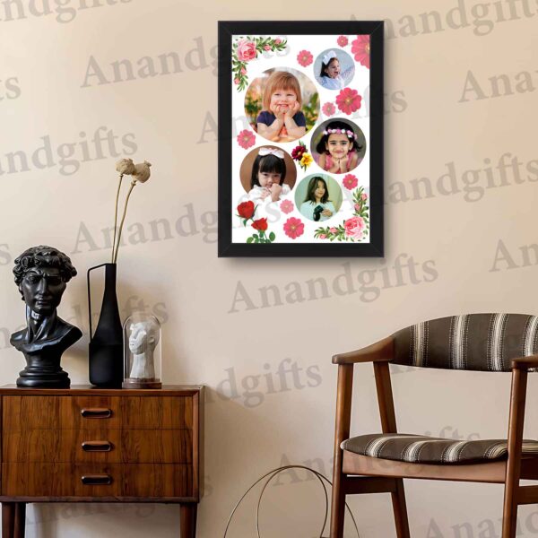 Circle of Memories – Personalized 5 Photo Round Collage Frame for Every Occasion