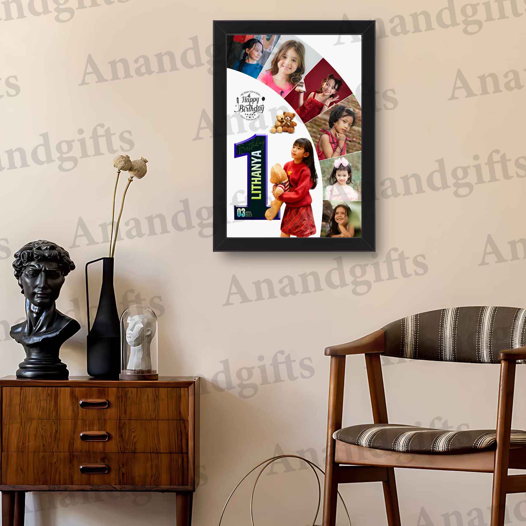 Birthday Memories – Personalized Collage Photo Frame with Name & Date Birthday Memories – Personalized Collage Photo Frame with Name & Date