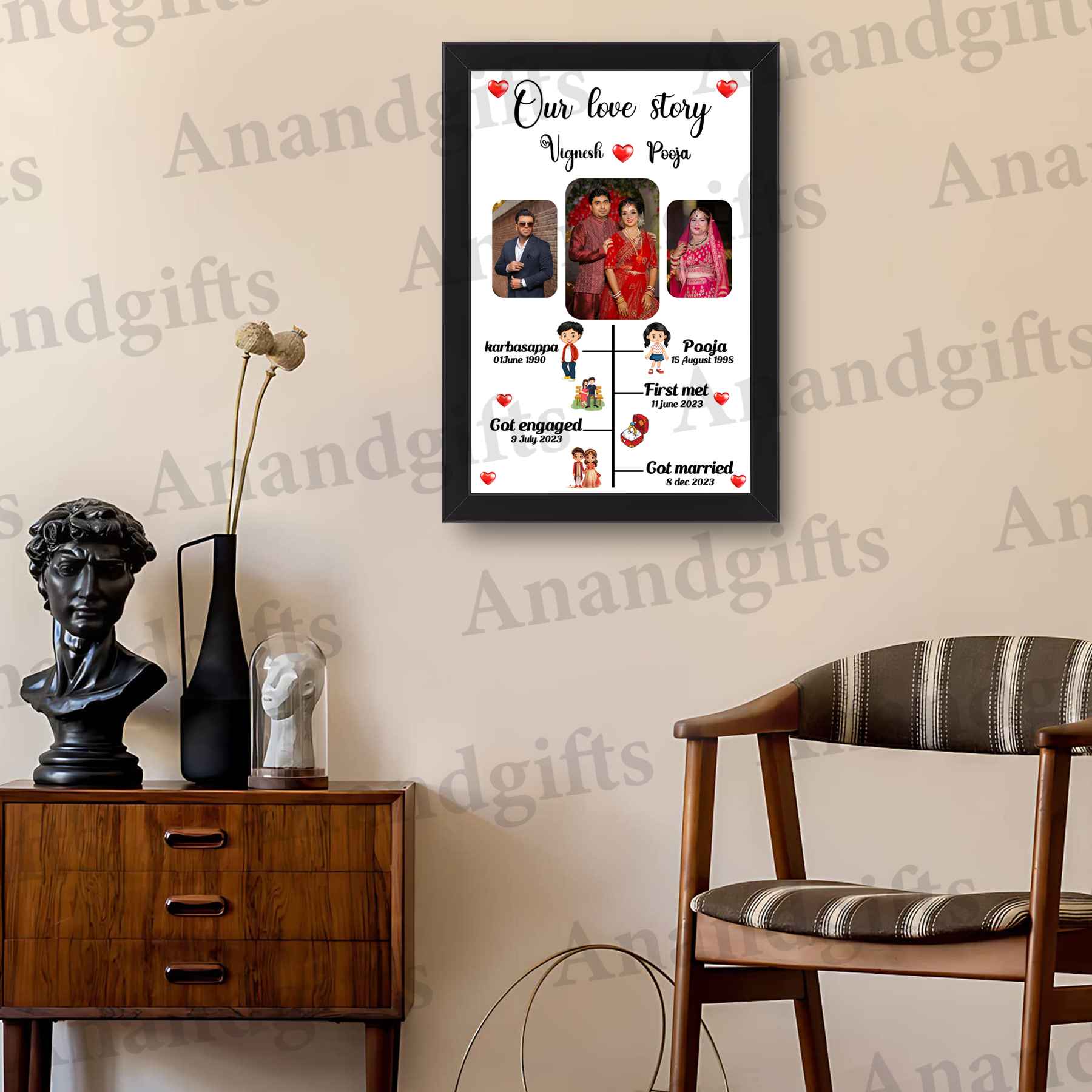 Our Love Story – Personalized Anniversary and wedding Details Photo Frame