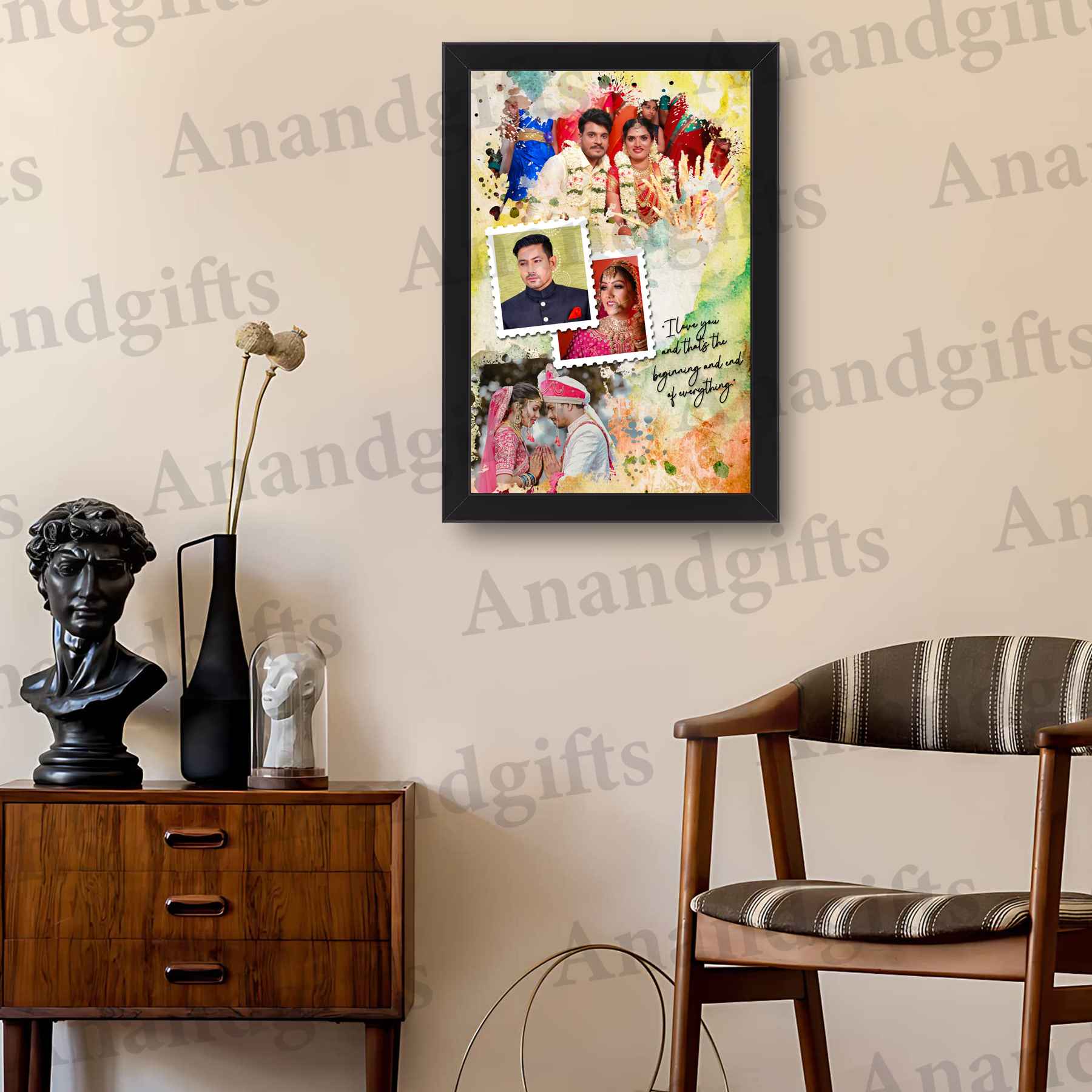 Golden Moments – Personalized 4 Photo Collage for Weddings & Birthdays