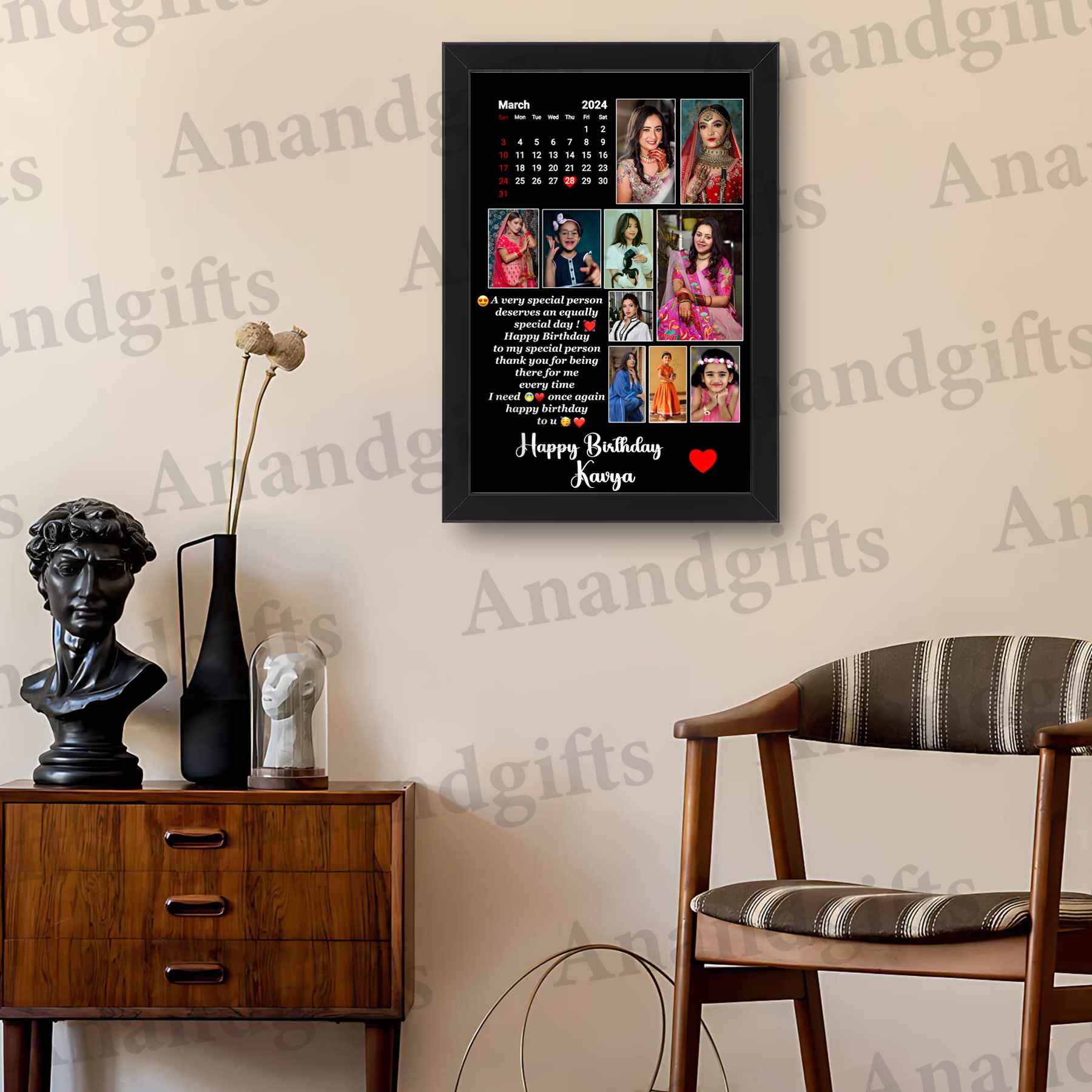 Special Moments – Personalized Calendar Photo Frame with Name & Date for Birthdays & Anniversaries