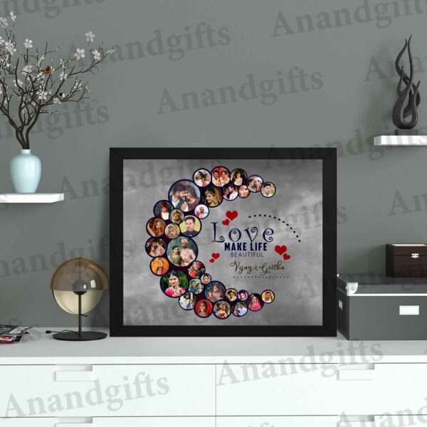Moonlit Memories – Moon-Shaped Collage Frame for Weddings, Engagements & Anniversaries