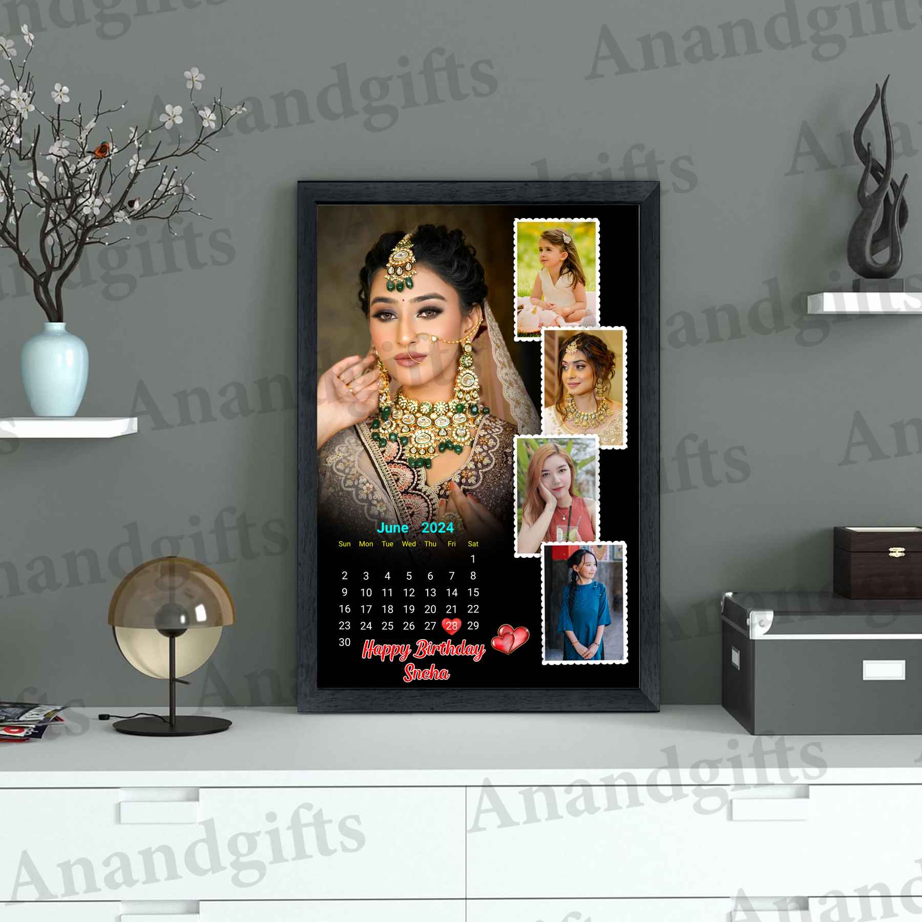 Memories in Time – 5-Photo Calendar Frame for Weddings, Anniversaries, Birthdays & More