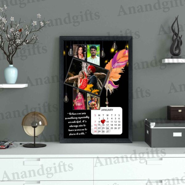 Cherished Moments – 5-Photo Calendar Frame with Quote for for Weddings, Anniversaries, Birthday & Valentine’s Day