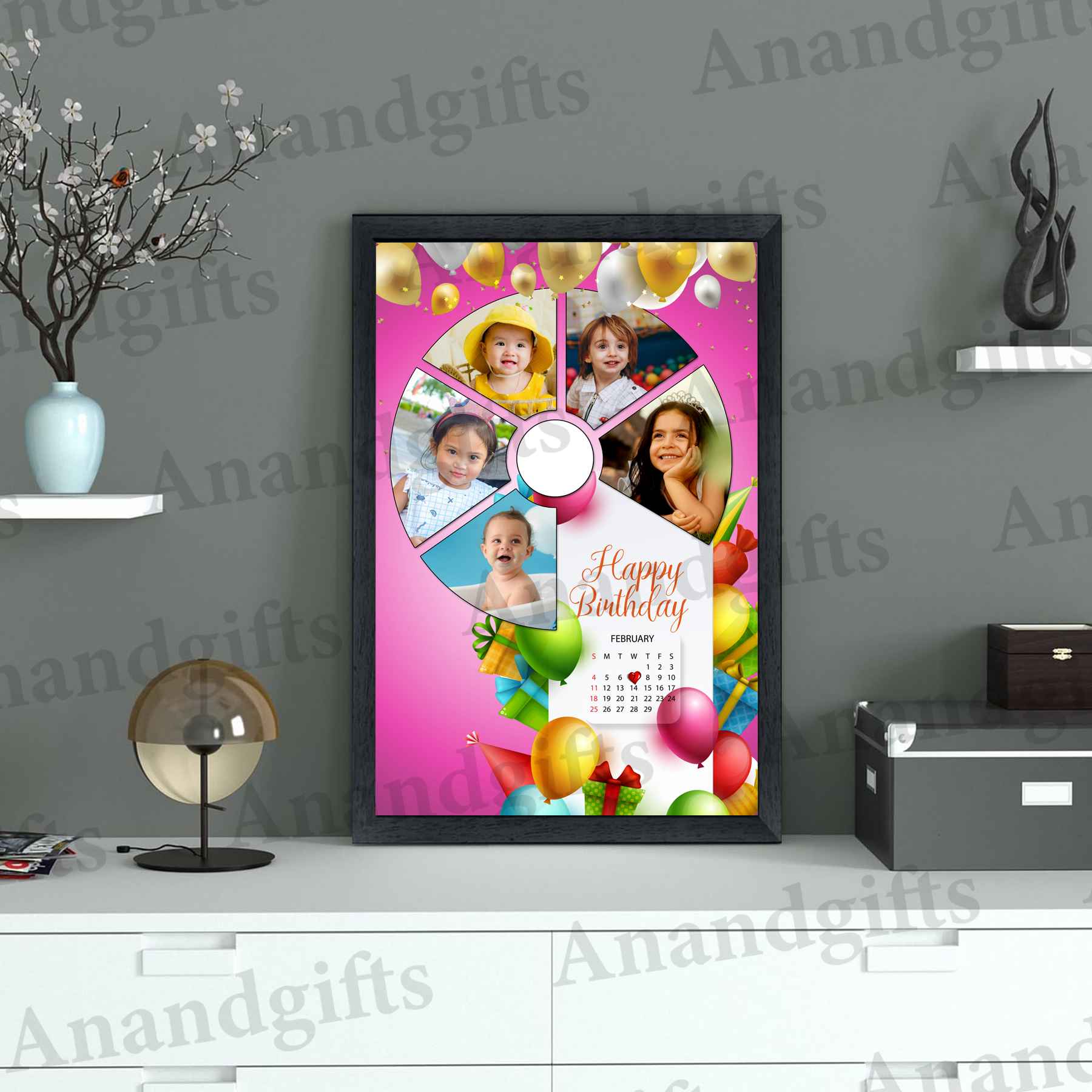 Birthday Joy – 5-Photo Personalized Collage Frame