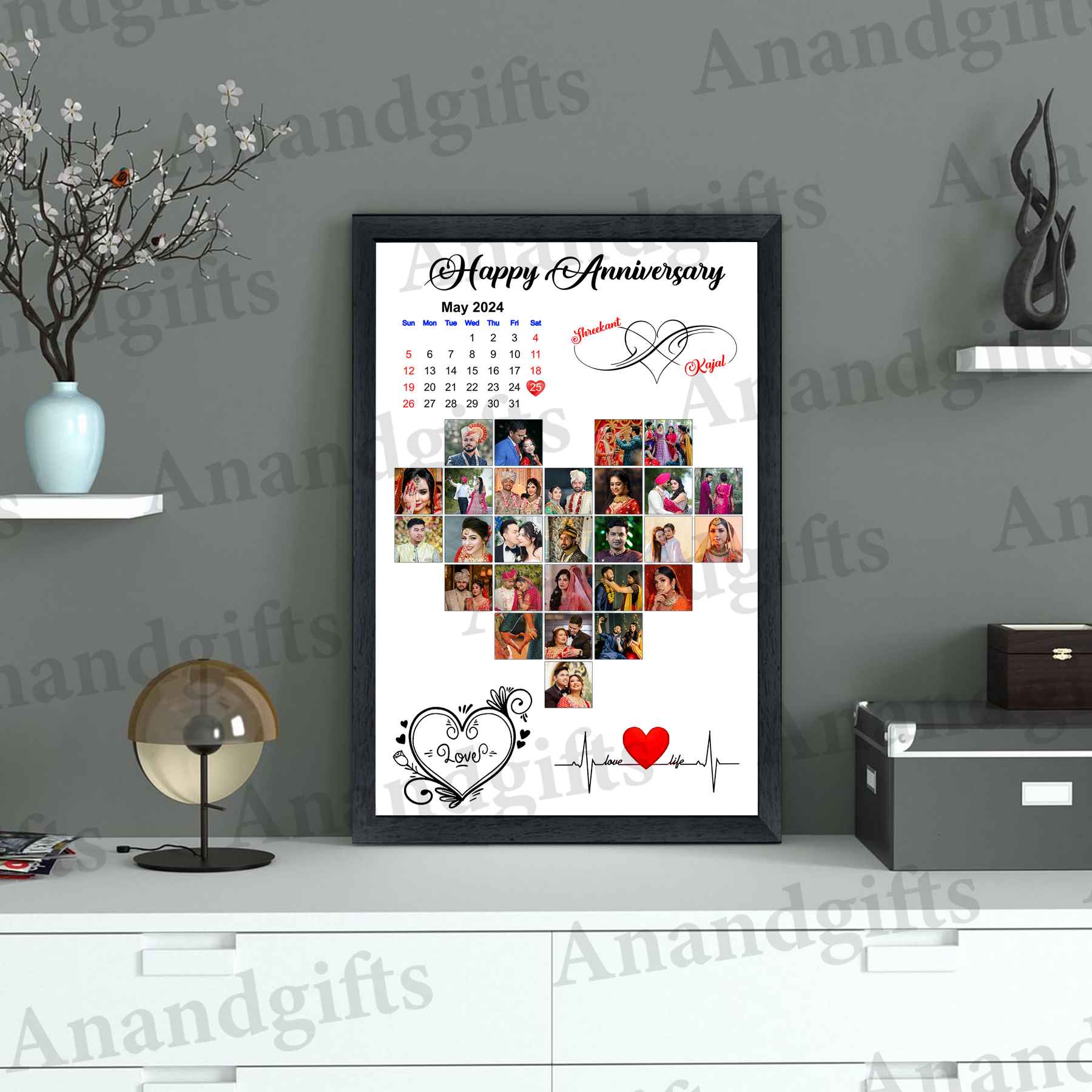 A Heart Full of Memories – 27 Photo Heart Collage Frame for Romantic Celebrations, Anniversary, Wedding and Engagement.