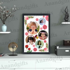 Circle of Memories – Personalized 5 Photo Round Collage Frame for Every Occasion