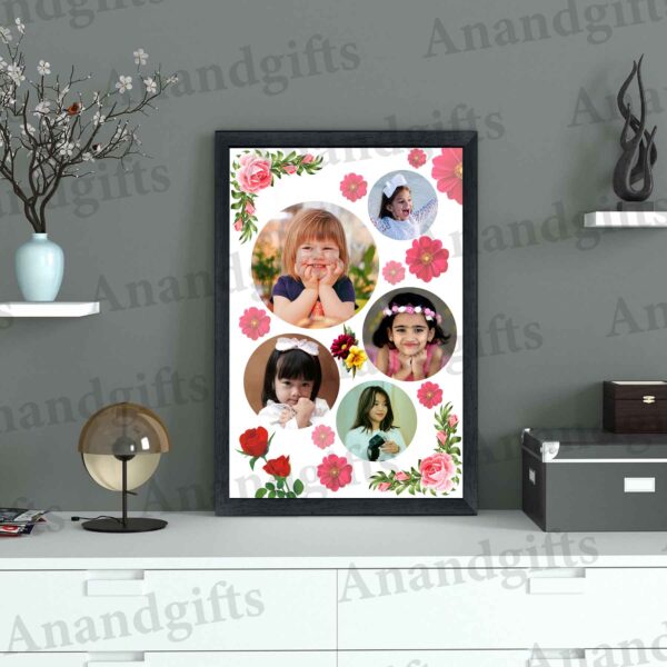 Circle of Memories – Personalized 5 Photo Round Collage Frame for Every Occasion