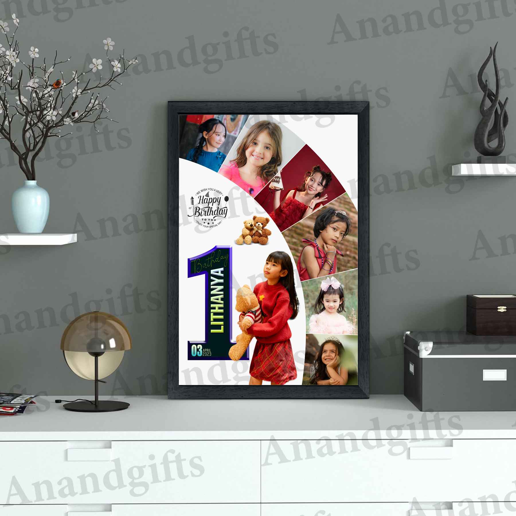 Birthday Memories – Personalized Collage Photo Frame with Name & Date Birthday Memories – Personalized Collage Photo Frame with Name & Date