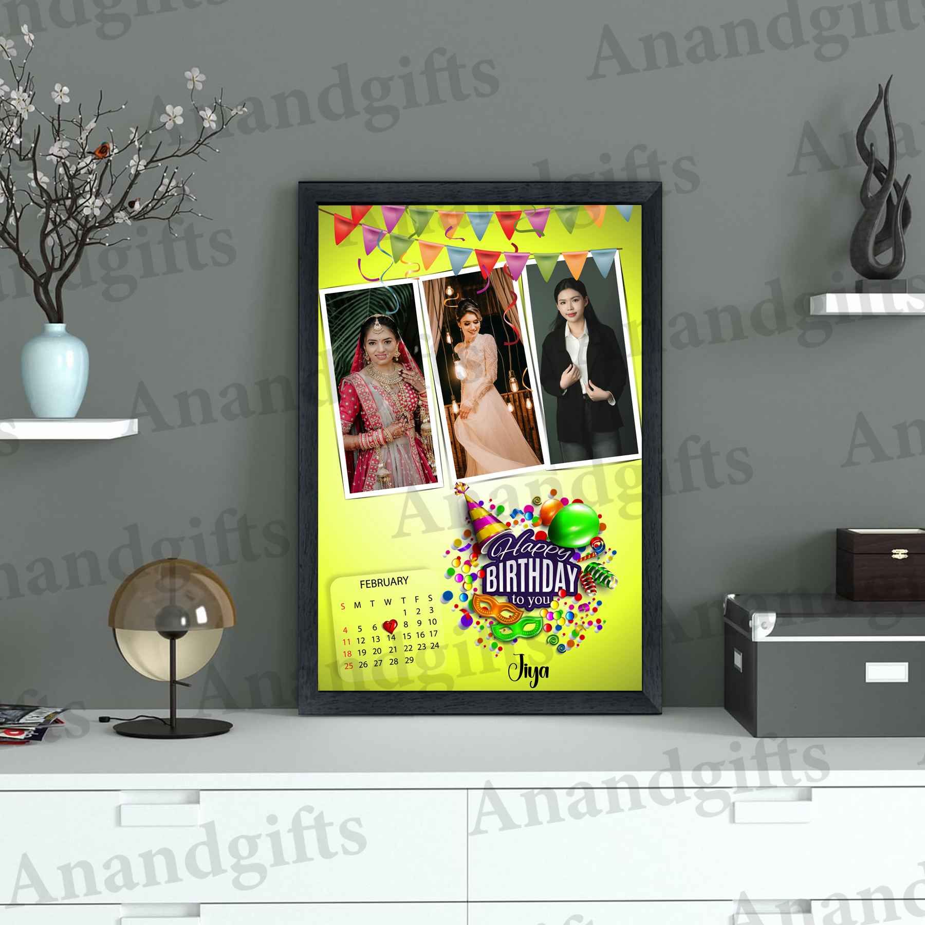 Birthday Moments – 3-Photo Personalized Frame for Name & Date Birthday Moments – 3-Photo Personalized Frame for Name & Date