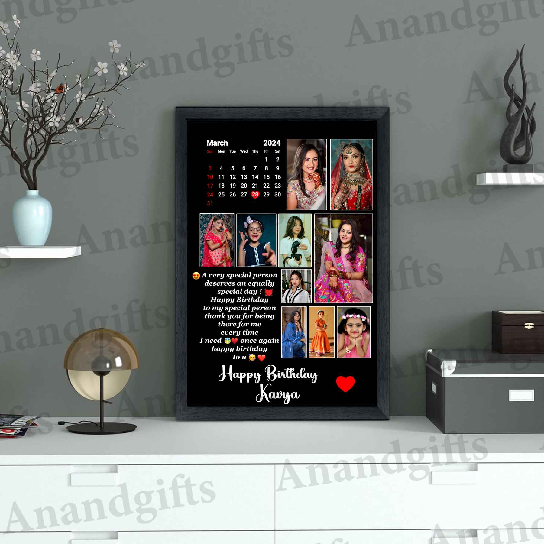 Special Moments – Personalized Calendar Photo Frame with Name & Date for Birthdays & Anniversaries