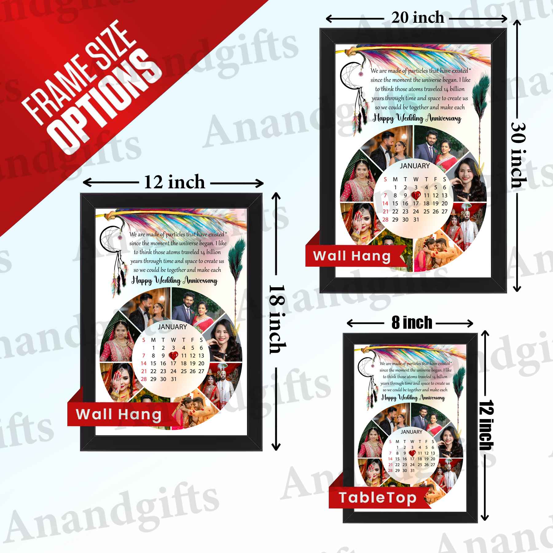 Circle of Love – Personalized 8-Photo Round Frame for Anniversaries & Valentine’s Day