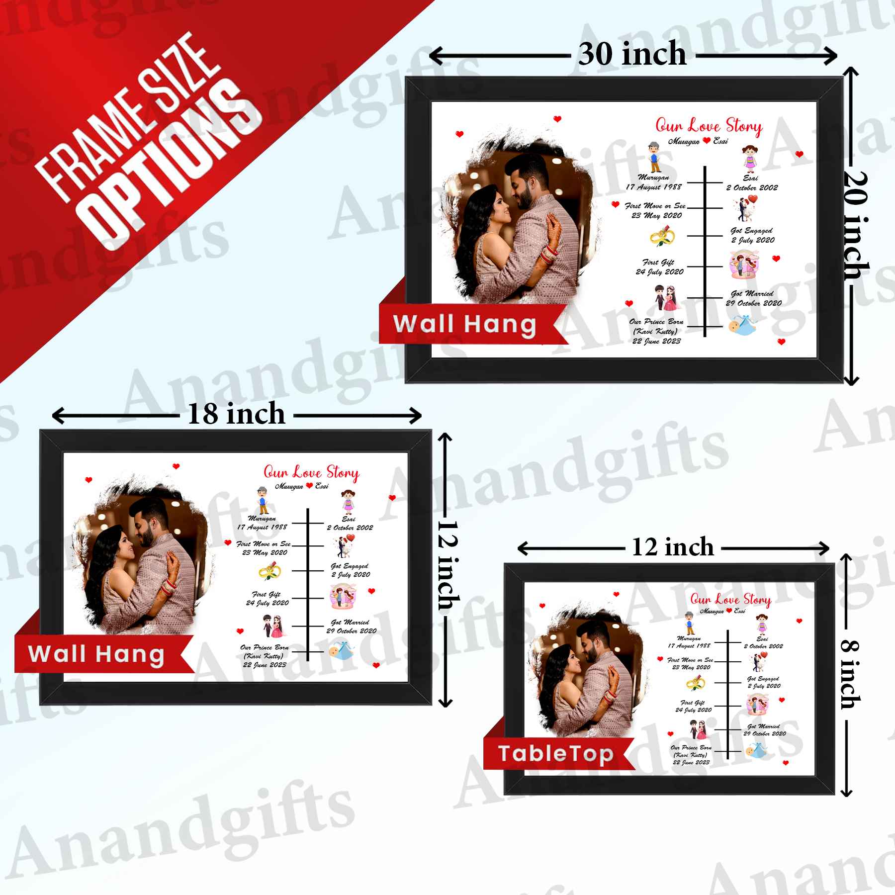 Our Love Story – Personalized Anniversary Details Photo Frame