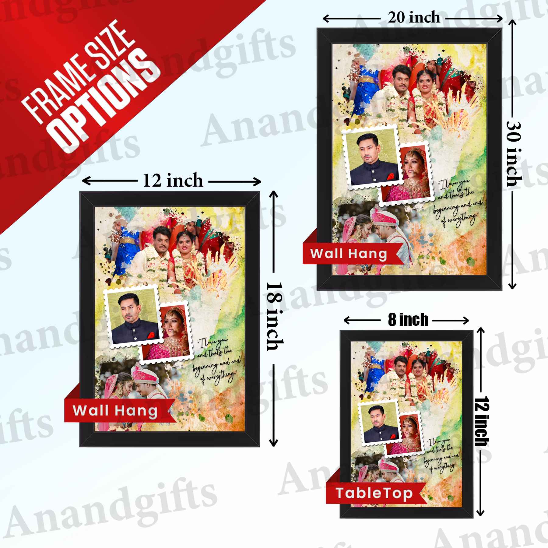 Golden Moments – Personalized 4 Photo Collage for Weddings & Birthdays