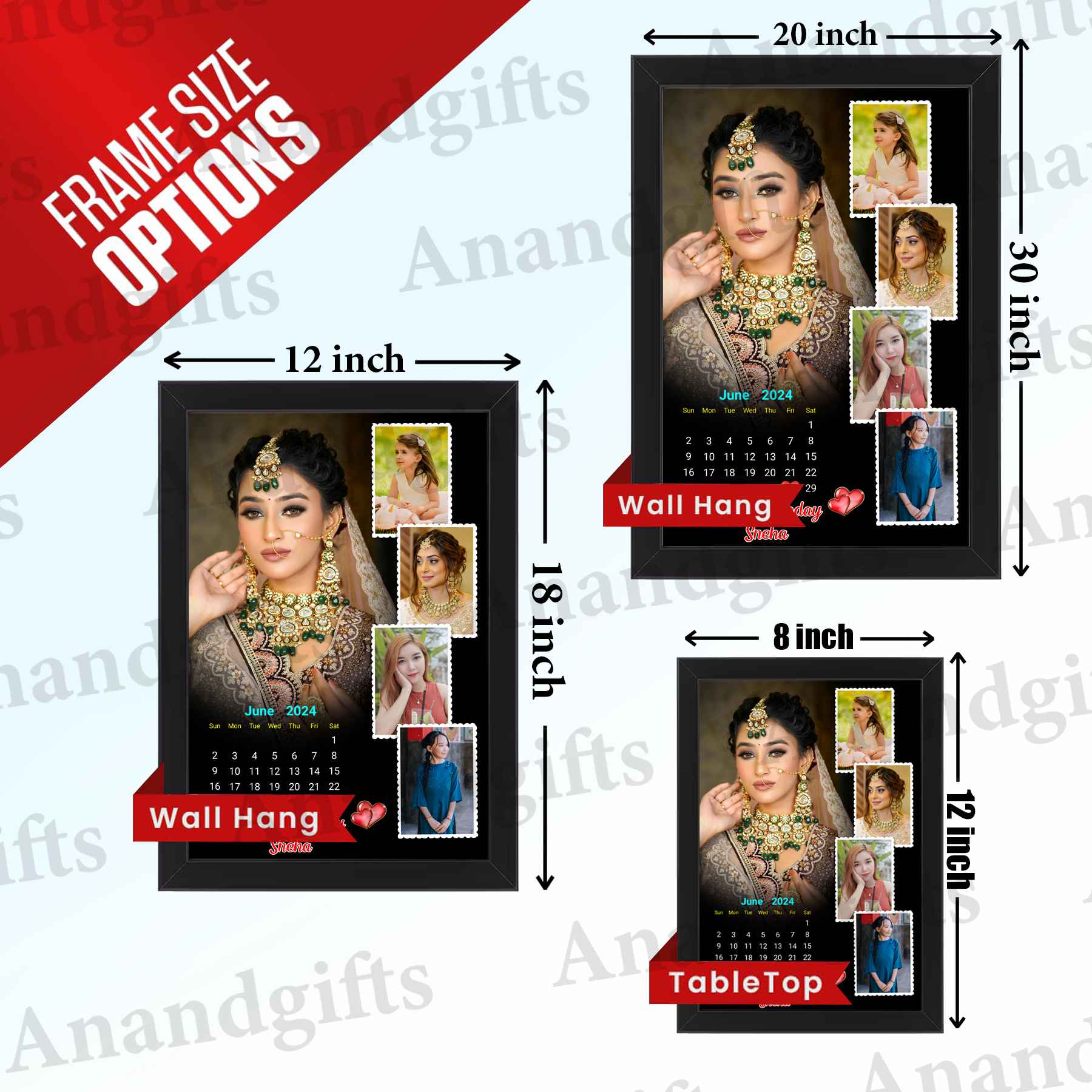 Memories in Time – 5-Photo Calendar Frame for Weddings, Anniversaries, Birthdays & More