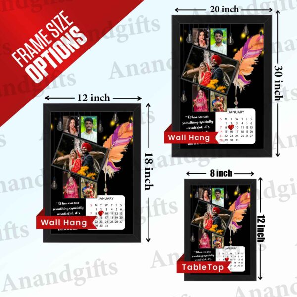 Cherished Moments – 5-Photo Calendar Frame with Quote for for Weddings, Anniversaries, Birthday & Valentine’s Day