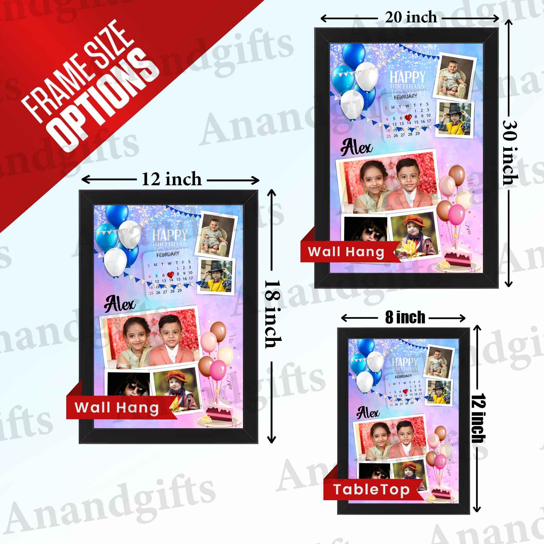 Birthday Treasures – 5-Photo Personalized Frame with Date Birthday Treasures – 5-Photo Personalized Frame with Date