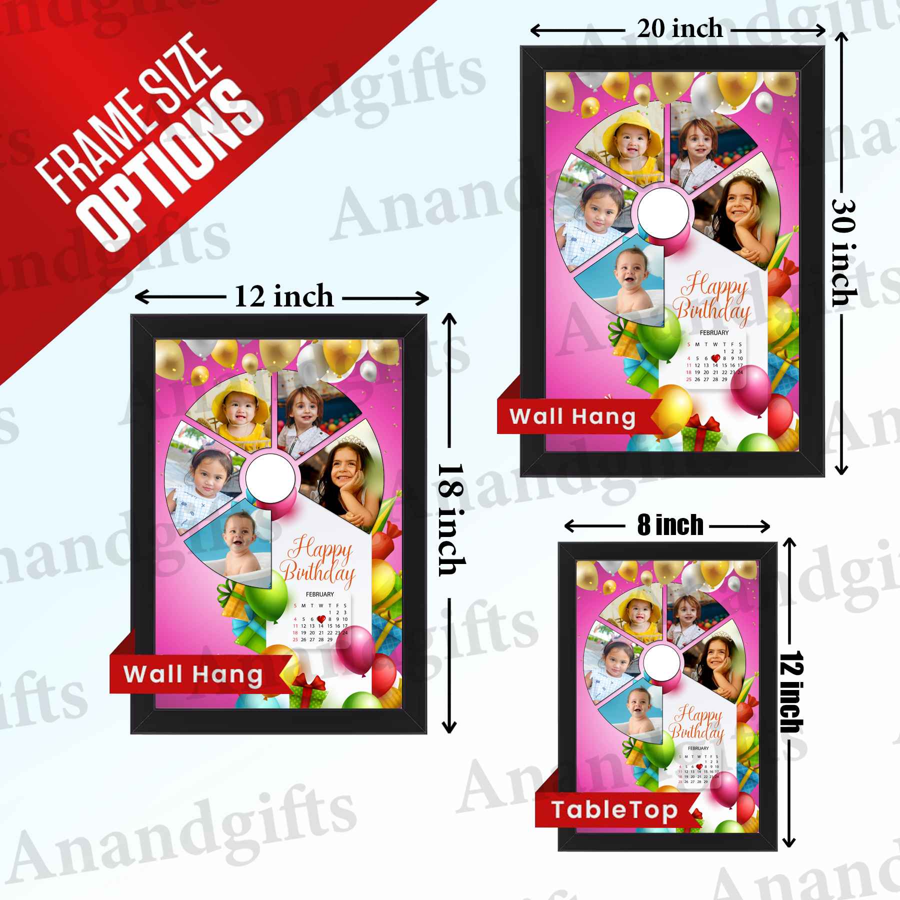 Birthday Joy – 5-Photo Personalized Collage Frame