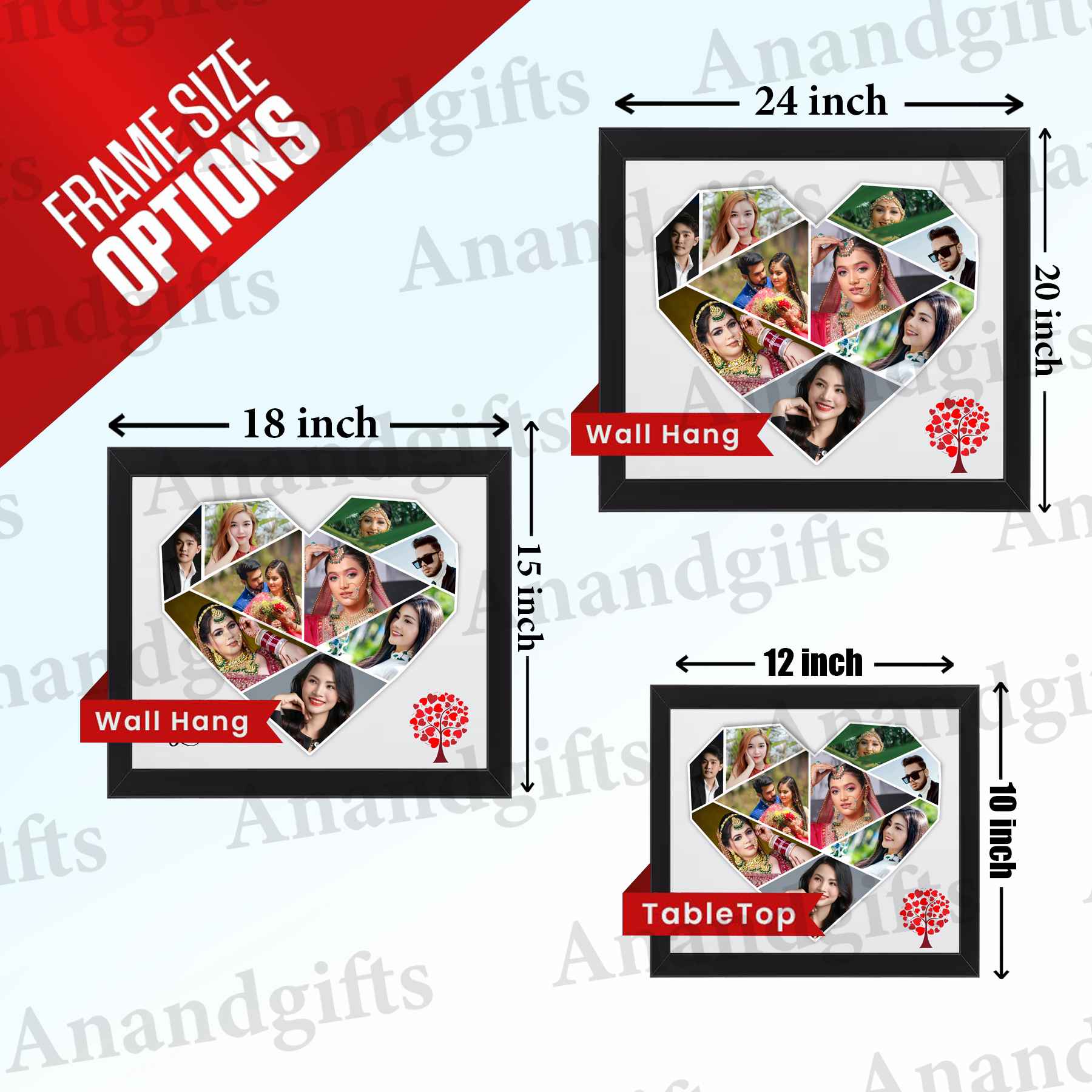 Cherished Hearts – 9-Photo Heart Frame for Wedding & Love Celebrations
