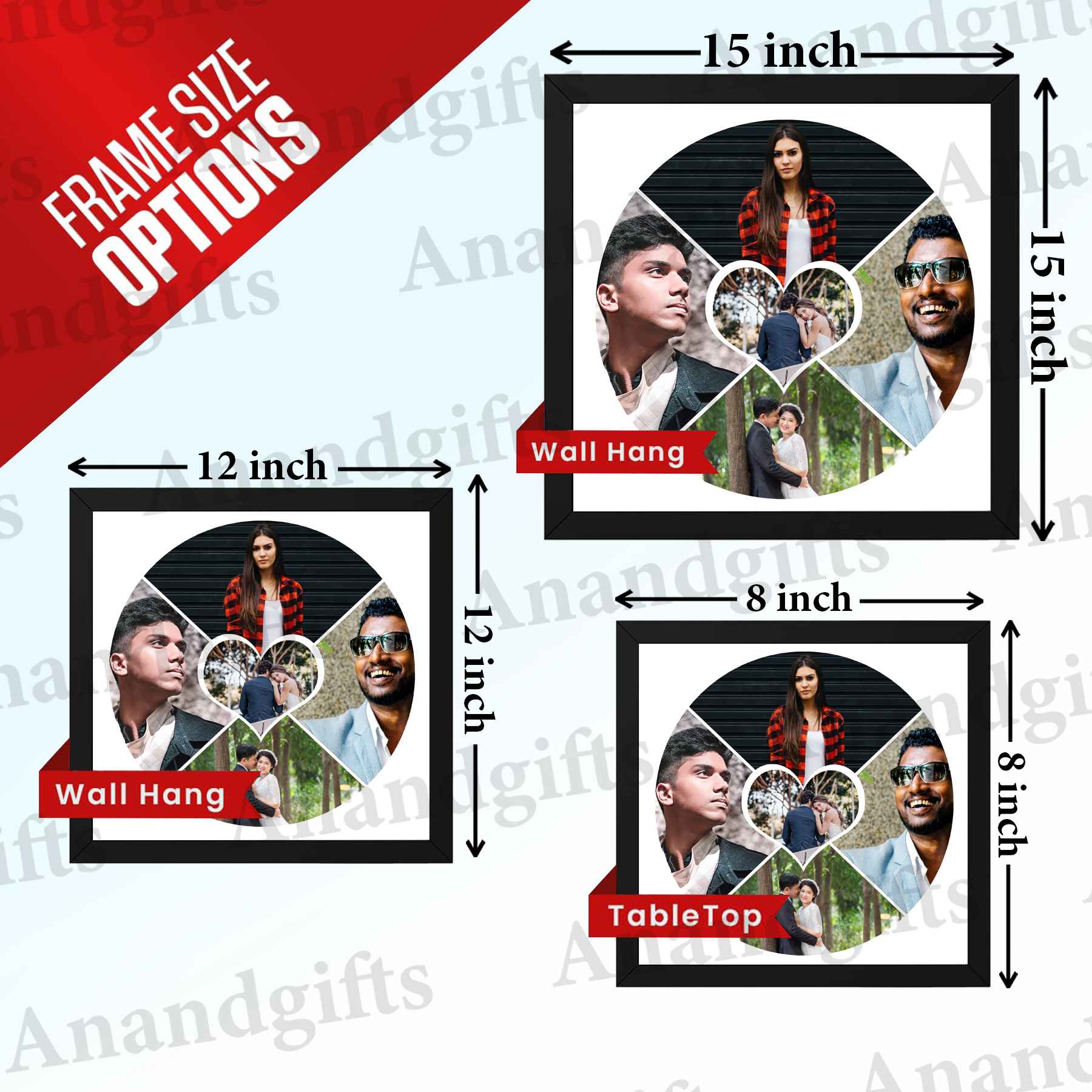 Five Memories, One Frame – Personalized 5 Photo Collage for Weddings, Anniversaries & Birthdays