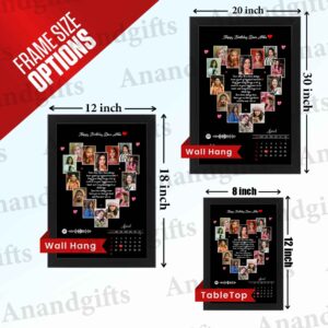 Melody of Love – Heart Photo Frame with Spotify Song QR and Custom Calendar for Birthday, Anniversary and Engagement