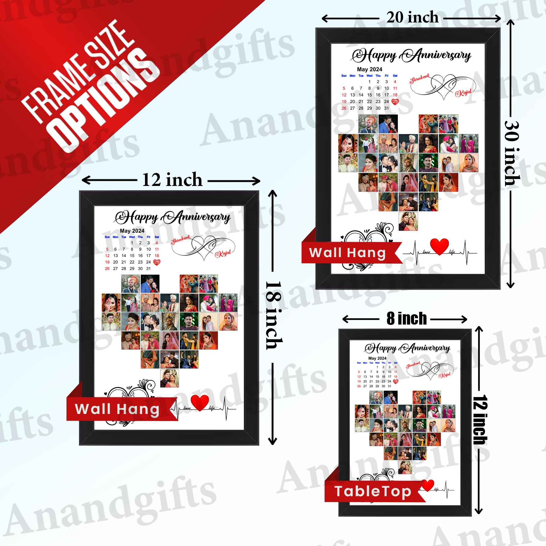 A Heart Full of Memories – 27 Photo Heart Collage Frame for Romantic Celebrations, Anniversary, Wedding and Engagement.