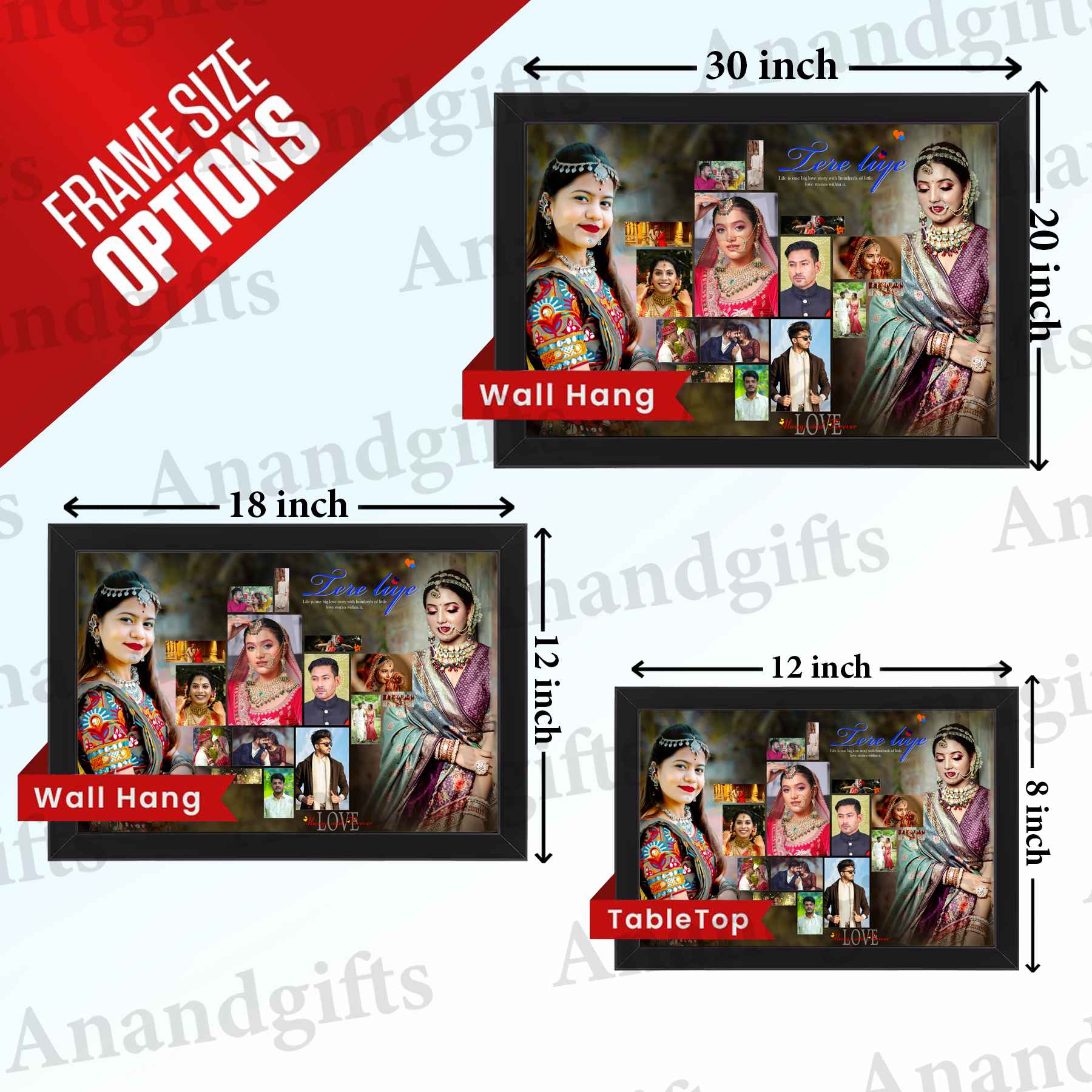 Forever Together – 16 Photo Collage Frame for Weddings, Anniversaries & Engagements