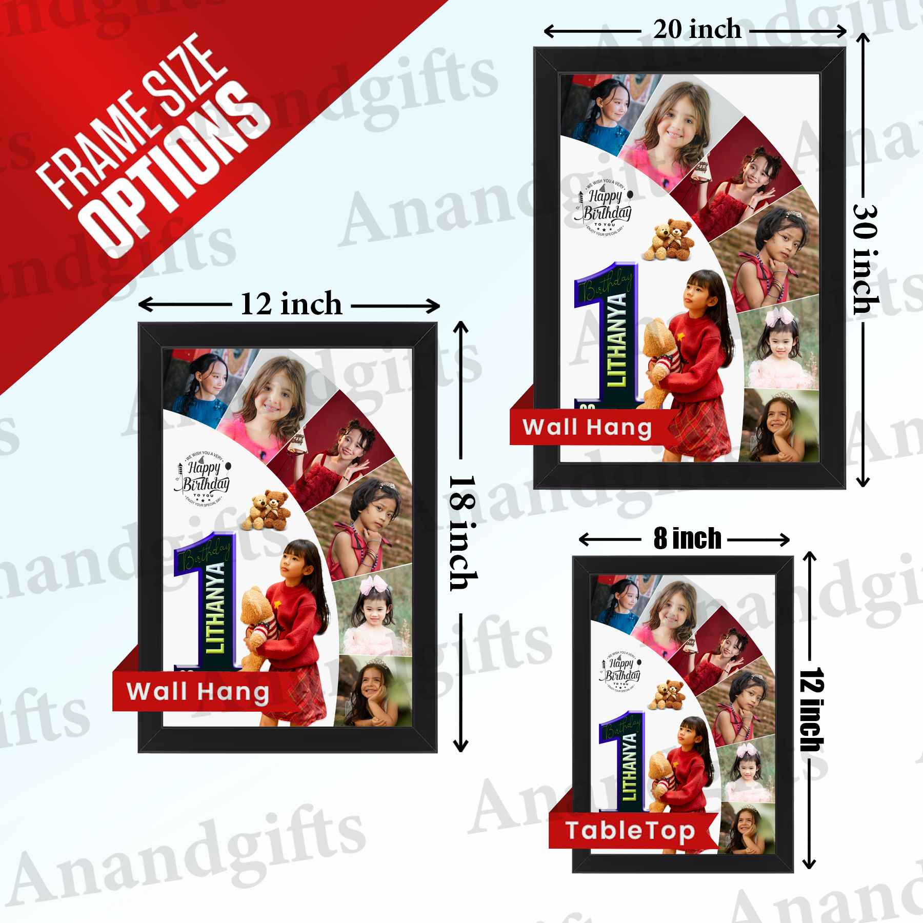 Birthday Memories – Personalized Collage Photo Frame with Name & Date Birthday Memories – Personalized Collage Photo Frame with Name & Date