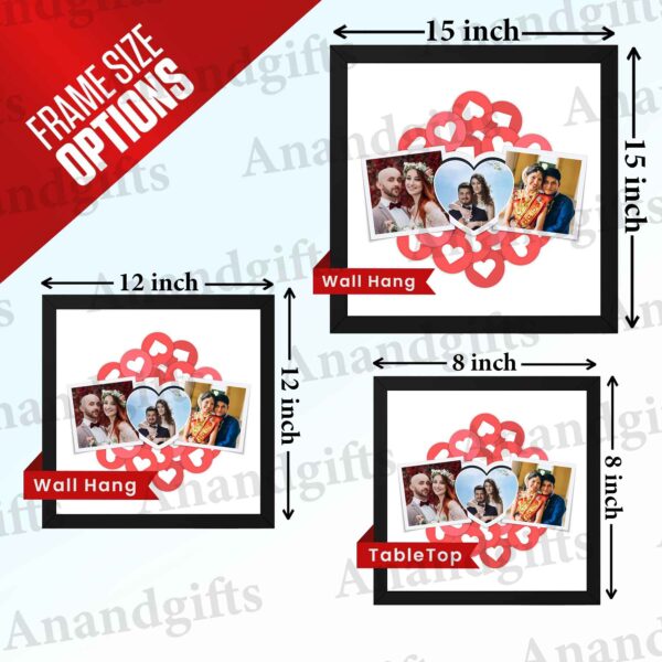 Heartfelt Trio – 3 Photo Collage Frame for Weddings, Anniversaries & Special Moments