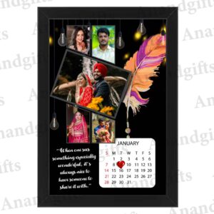 Cherished Moments – 5-Photo Calendar Frame with Quote for for Weddings, Anniversaries, Birthday & Valentine’s Day