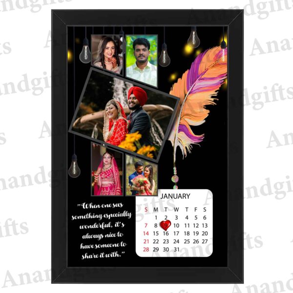 Cherished Moments – 5-Photo Calendar Frame with Quote for for Weddings, Anniversaries, Birthday & Valentine’s Day