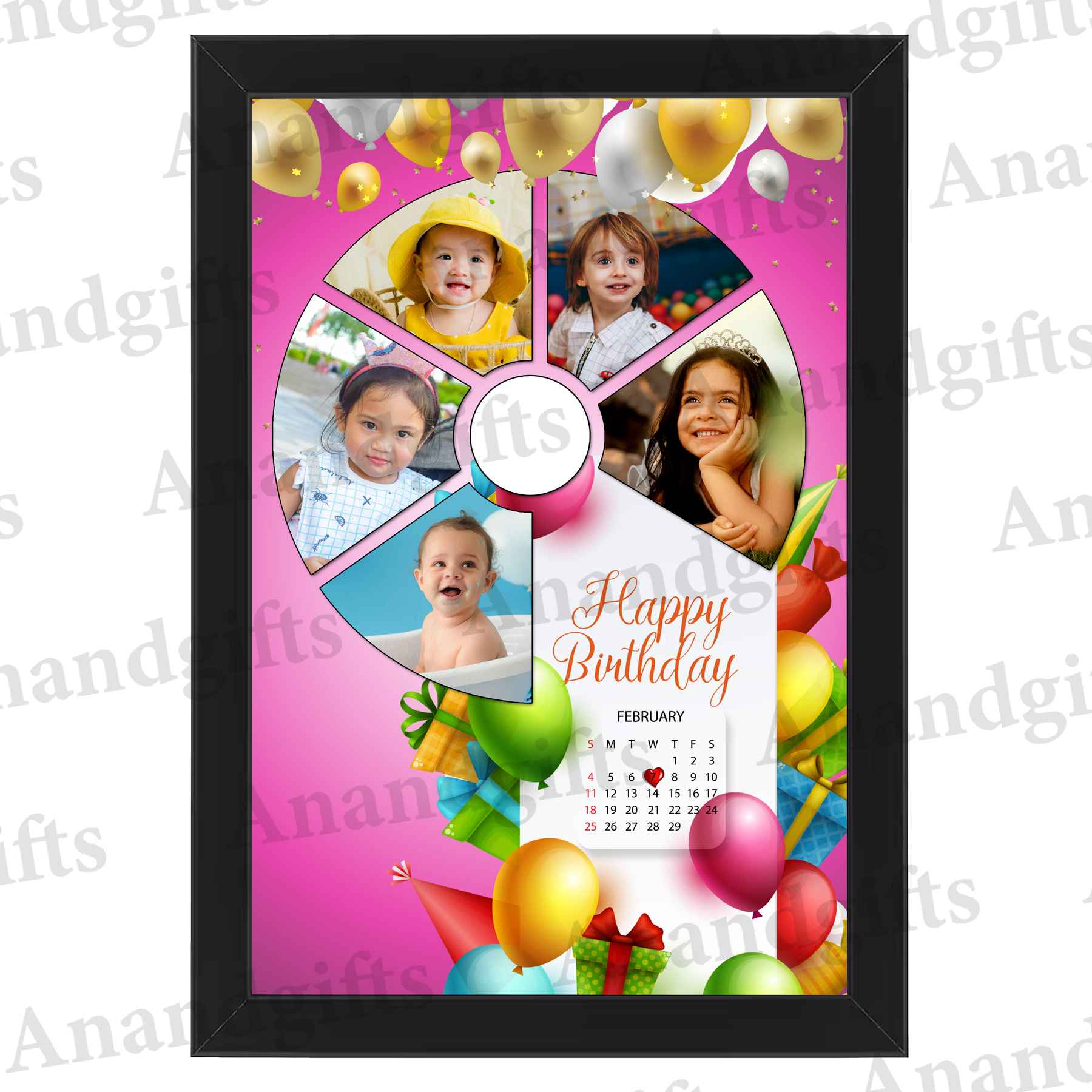 Birthday Joy – 5-Photo Personalized Collage Frame