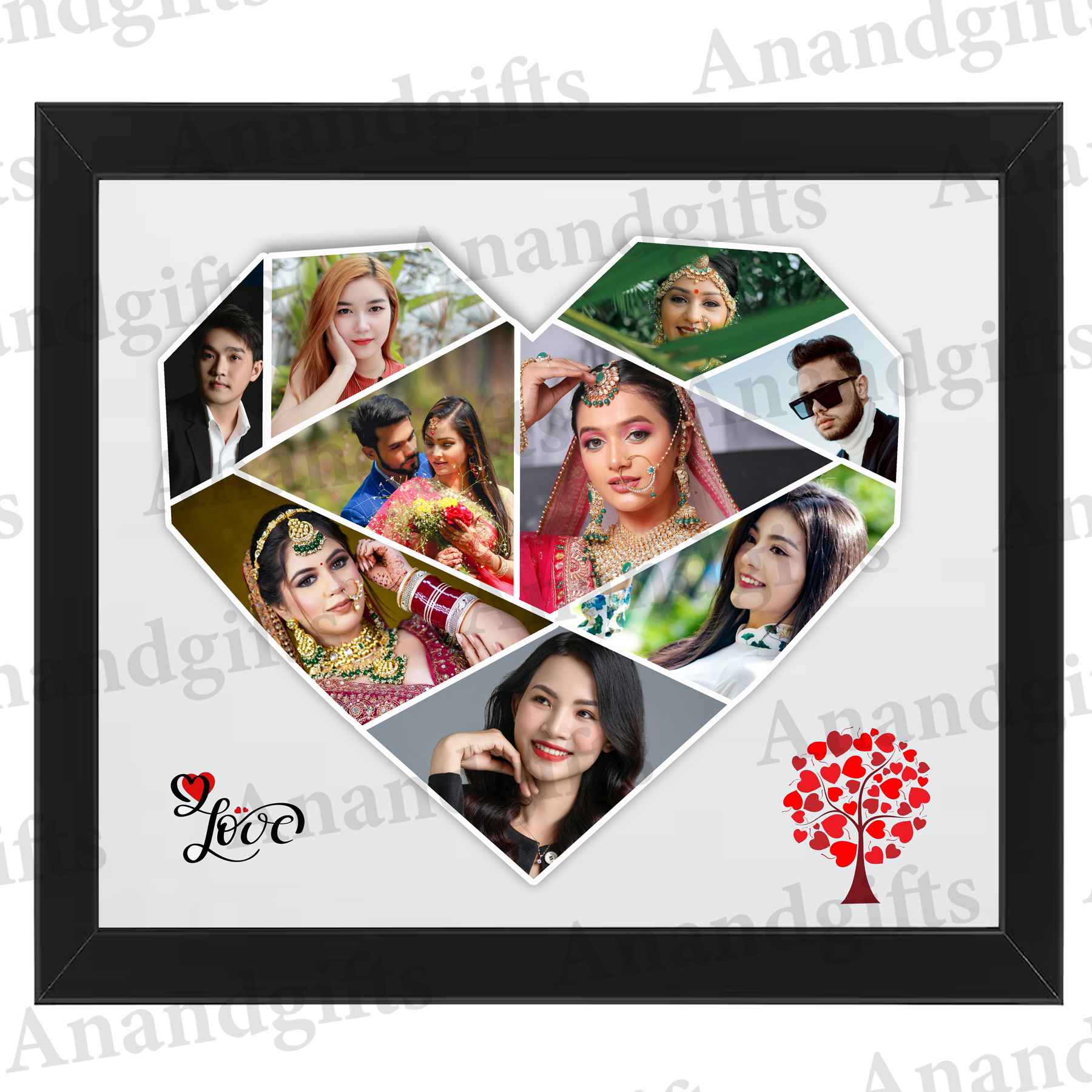 Cherished Hearts – 9-Photo Heart Frame for Wedding & Love Celebrations