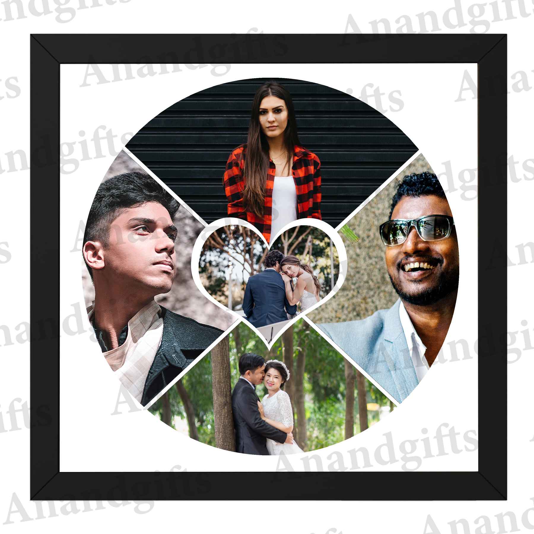 Five Memories, One Frame – Personalized 5 Photo Collage for Weddings, Anniversaries & Birthdays