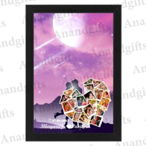 Moon, Stars & Love – 23 Photo Heart Collage Frame for Special Romantic Moments