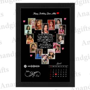 Melody of Love – Heart Photo Frame with Spotify Song QR and Custom Calendar for Birthday, Anniversary and Engagement