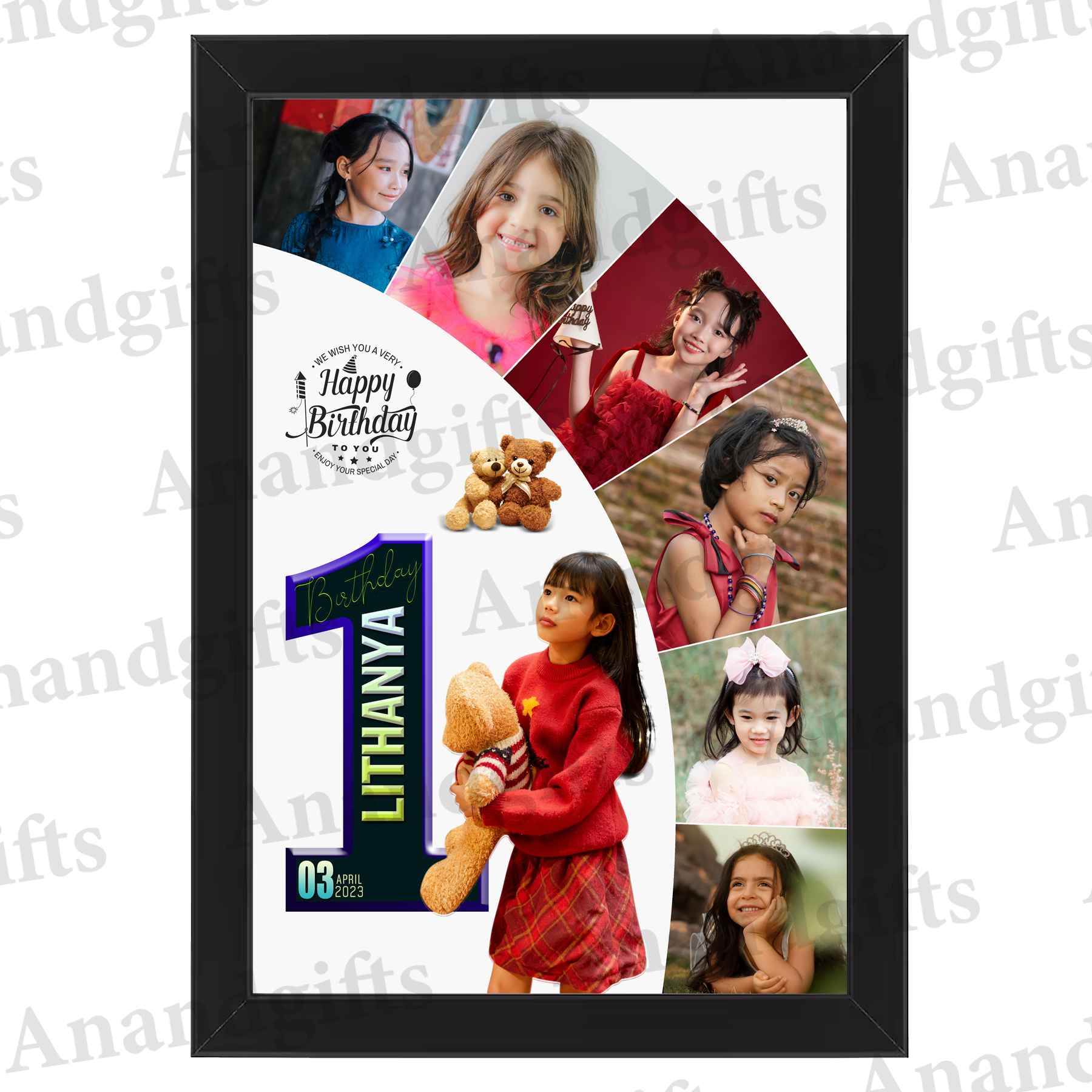 Birthday Memories – Personalized Collage Photo Frame with Name & Date Birthday Memories – Personalized Collage Photo Frame with Name & Date