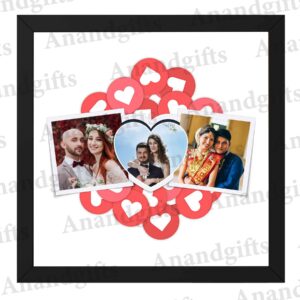 Heartfelt Trio – 3 Photo Collage Frame for Weddings, Anniversaries & Special Moments