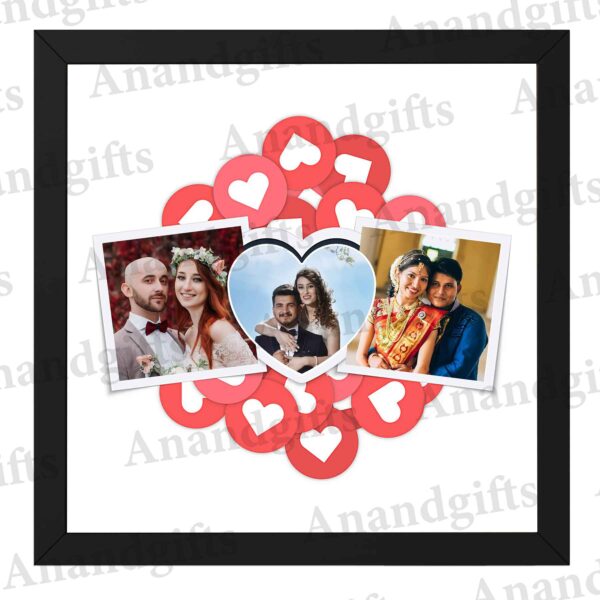 Heartfelt Trio – 3 Photo Collage Frame for Weddings, Anniversaries & Special Moments