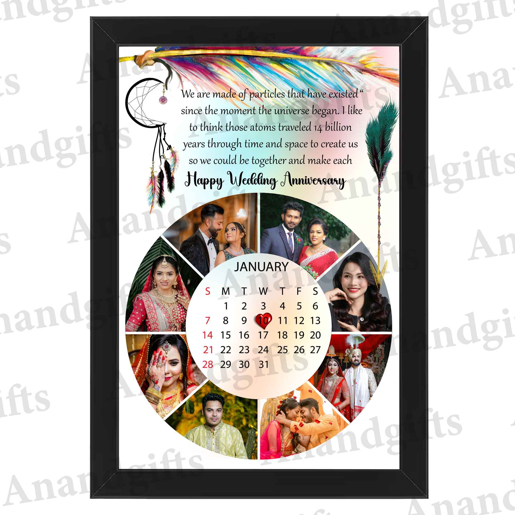 Circle of Love – Personalized 8-Photo Round Frame for Anniversaries & Valentine’s Day