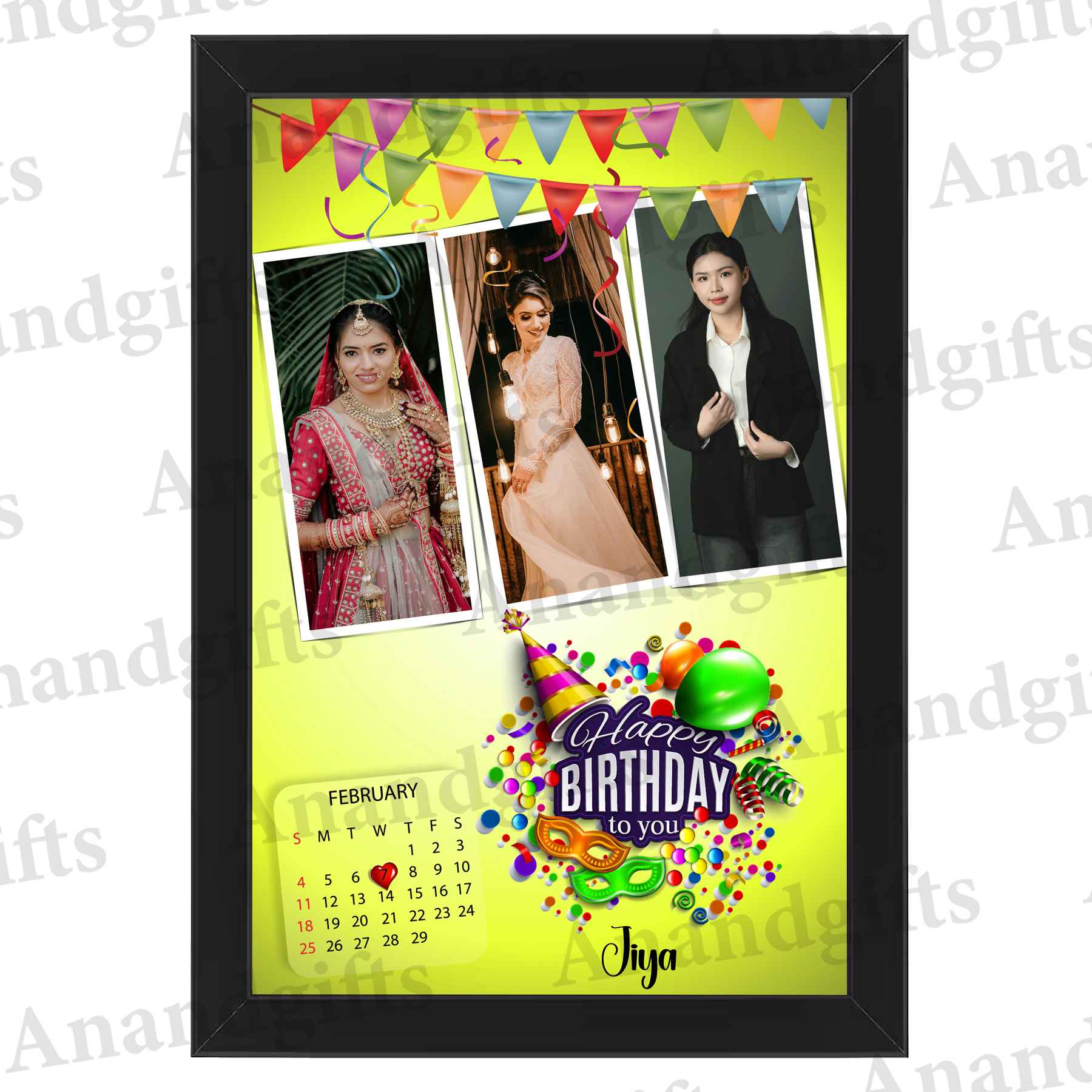 Birthday Moments – 3-Photo Personalized Frame for Name & Date Birthday Moments – 3-Photo Personalized Frame for Name & Date